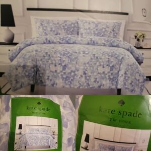 NEW KATE SPADE COMFORTER SET BLUE FLORAL WHITE INKY TWIN TWIN XL NWT